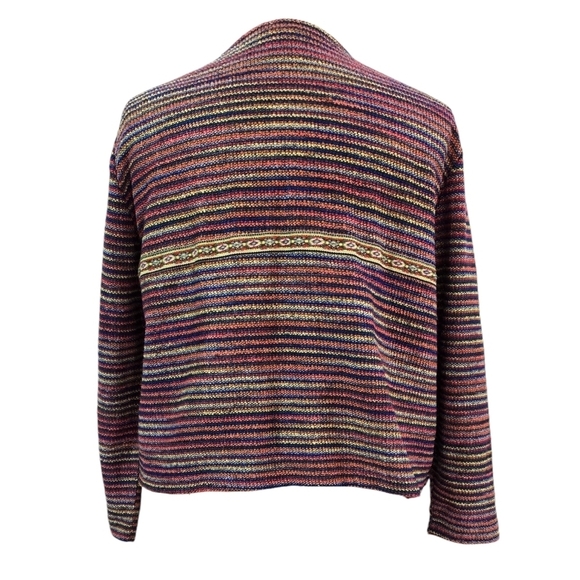Asos Curve Multicolor Stripe Tweed Look Lightweight Topper Jacket Boho - Picture 2 of 9
